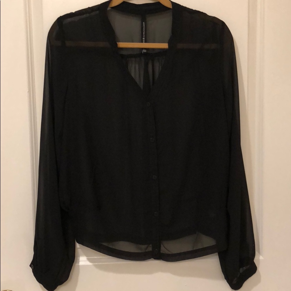 Black Button Blouse, L